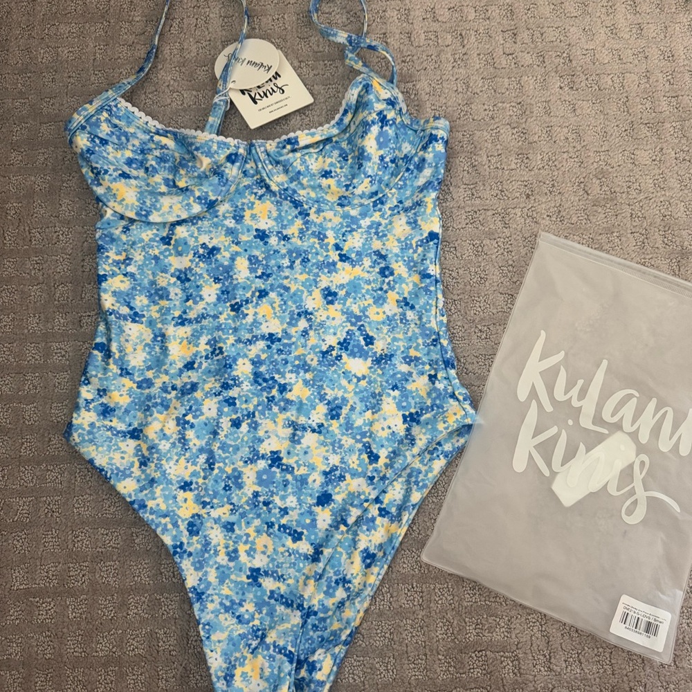 Kulani Kinis Blue and Yellow Floral One-Piece